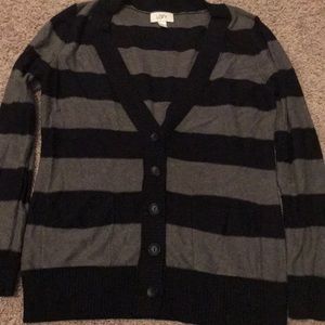 Gray and blue button up sweater